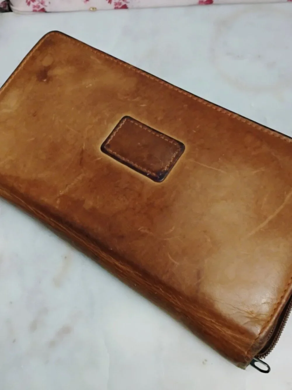Men's Vintage Leather Travel Passport Holder and matching Small Wallet